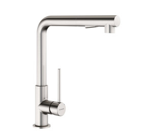 TAU Stainless steel Single-lever sink mixer with pull-out spout